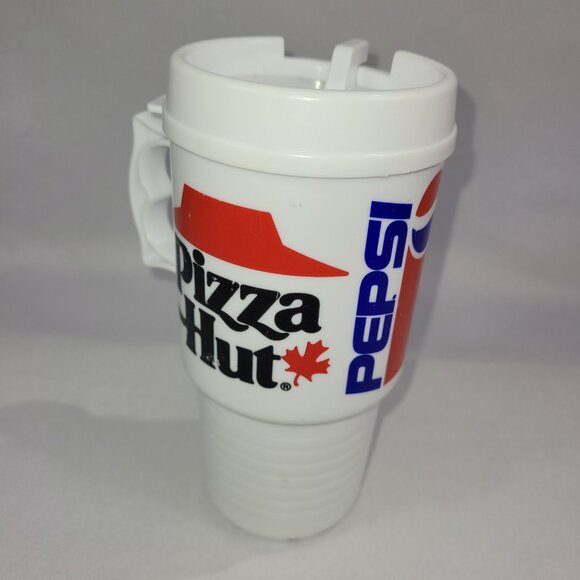 Pizza Hut MB Moose 1990s Vintage Pepsi Plastic Coffee Cup Travel Mug - Picture 1 of 2